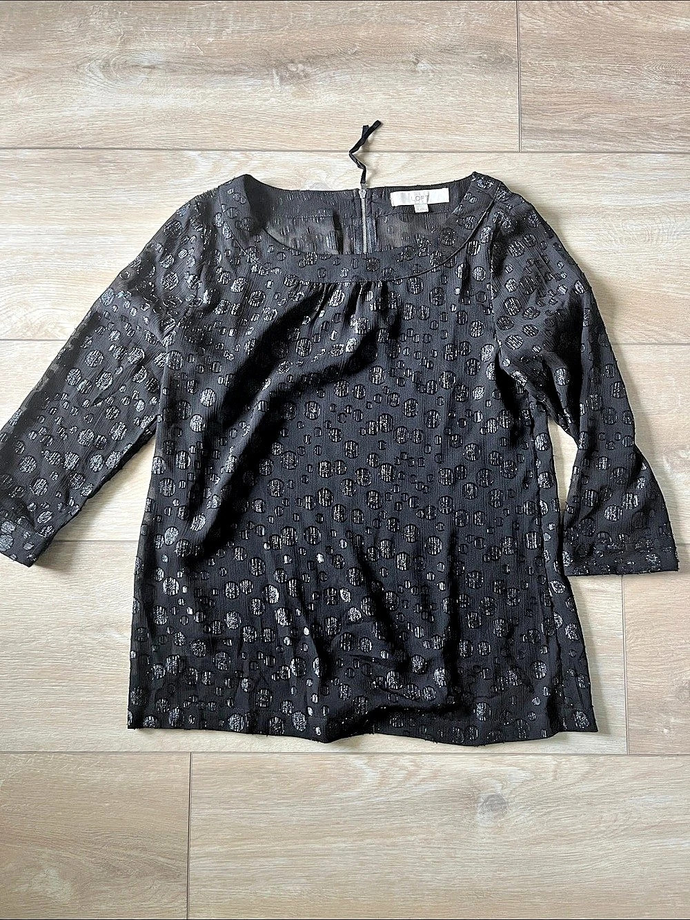 LOFT Black Abstract Pattern Blouse Like New